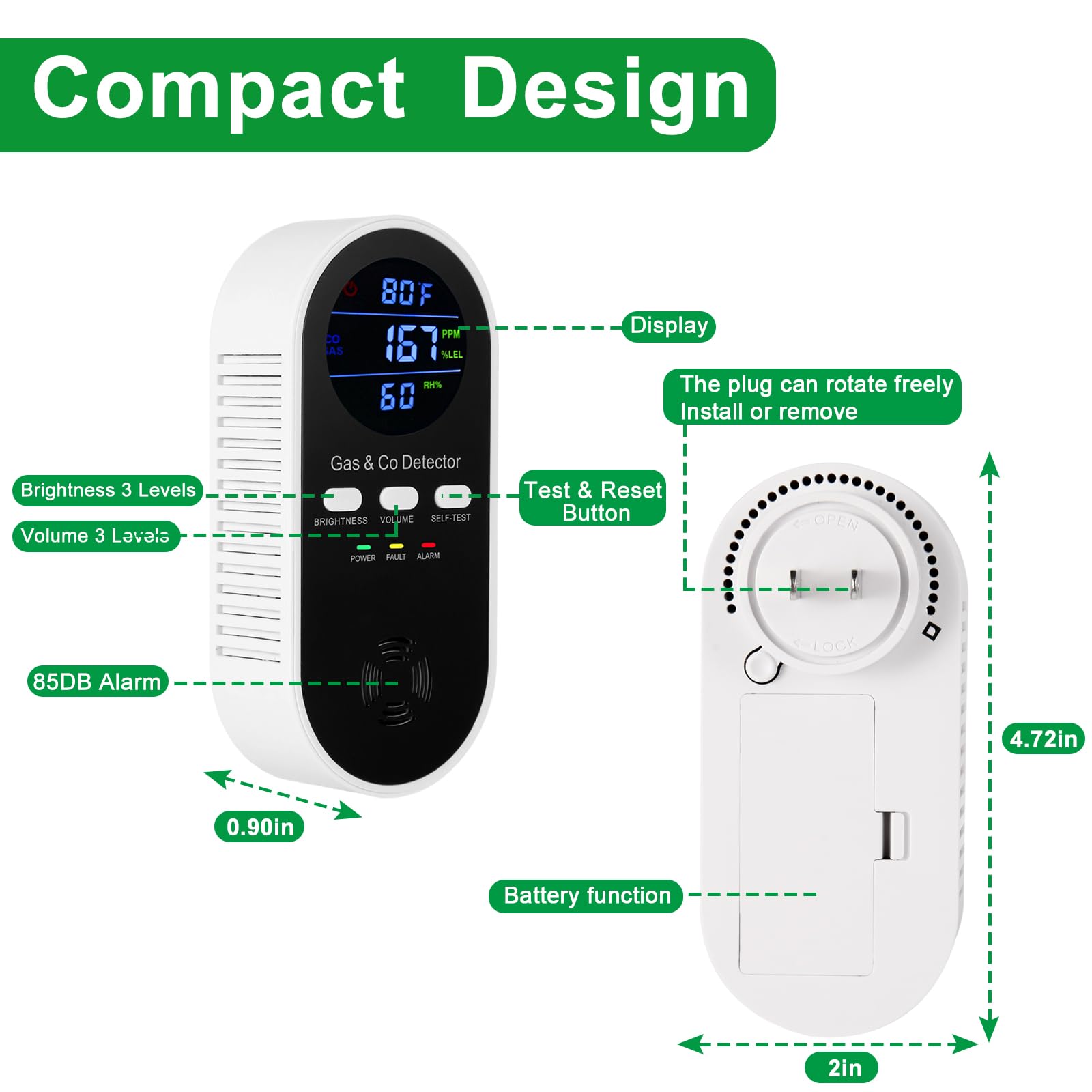 Détecteur combiné gaz et monox - Co Detector Plug avis et prix