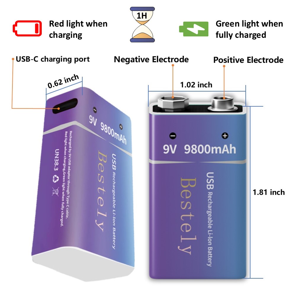 Batterie rechargeable 9V, gran - Smoke Detector Interconnected avis et prix